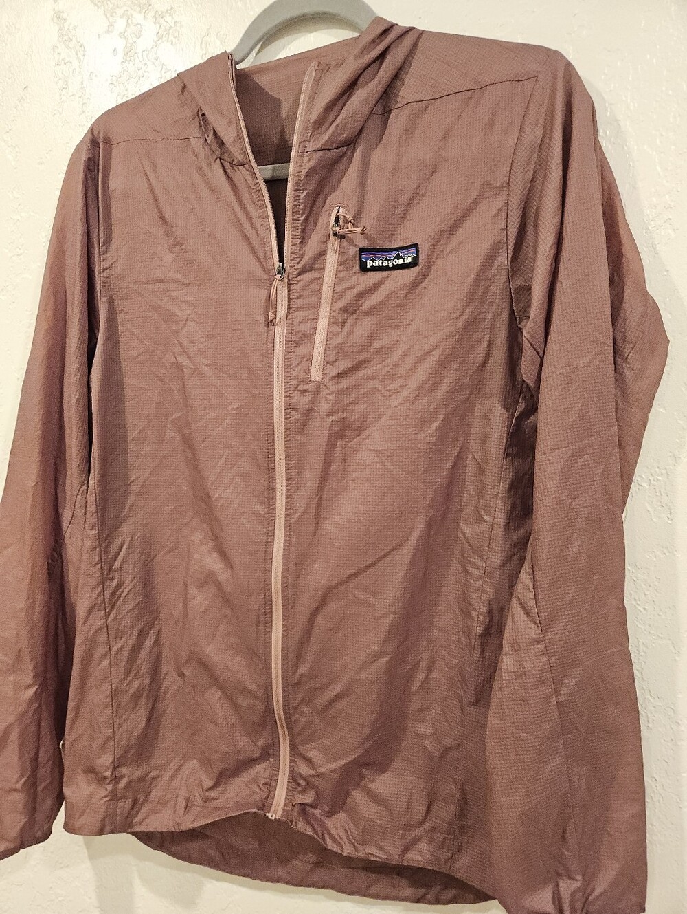 Patagonia Houdini Jacket Women Small Evening Mauve Hooded Windbreaker Foldable